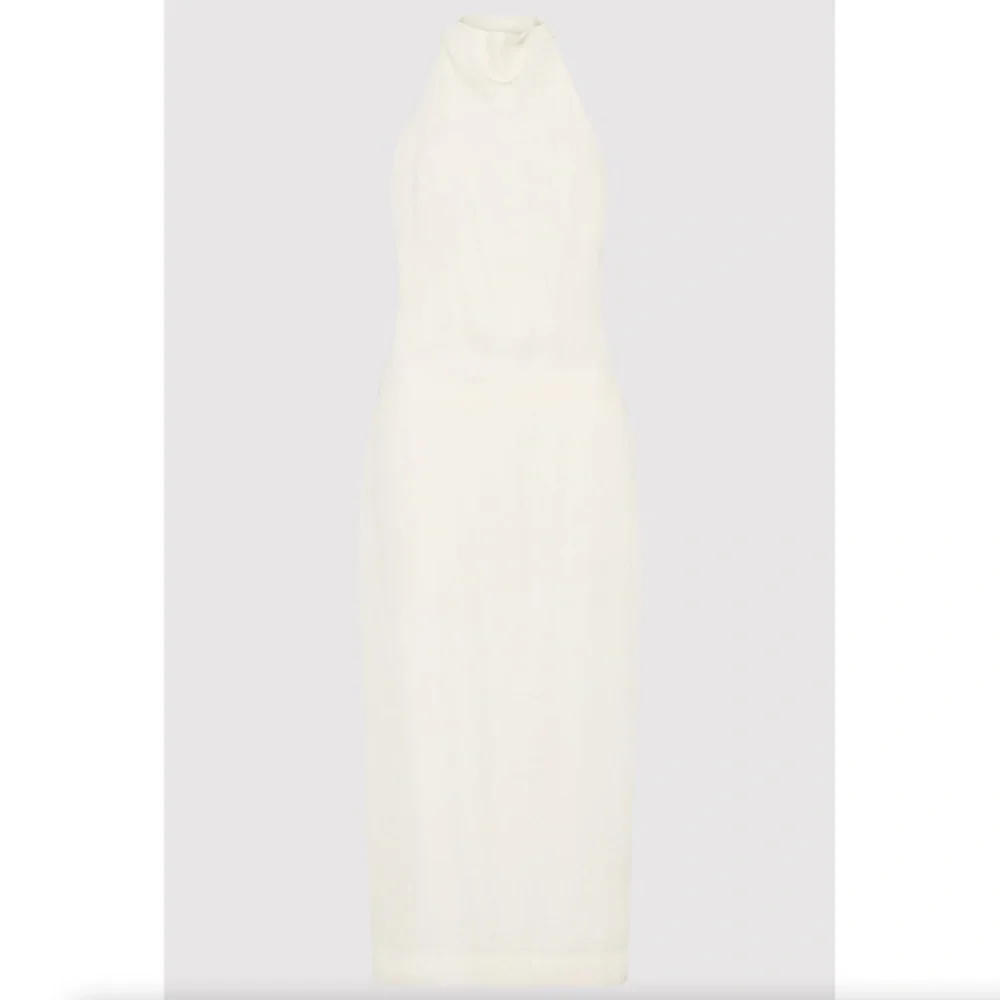 574. ST. AGNI Asymmetrical Belt Back Off White Midi Dress $449 Like New XS - Picture 4 of 5